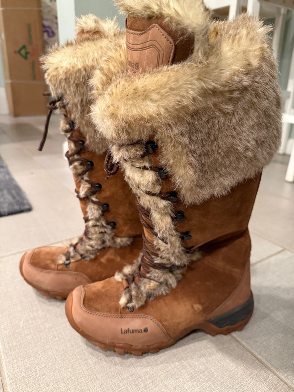 Lafuma Brown Fur Tall Laceup Winter Boots